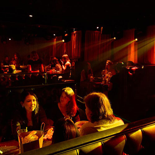 friends enjoying a dinner show 