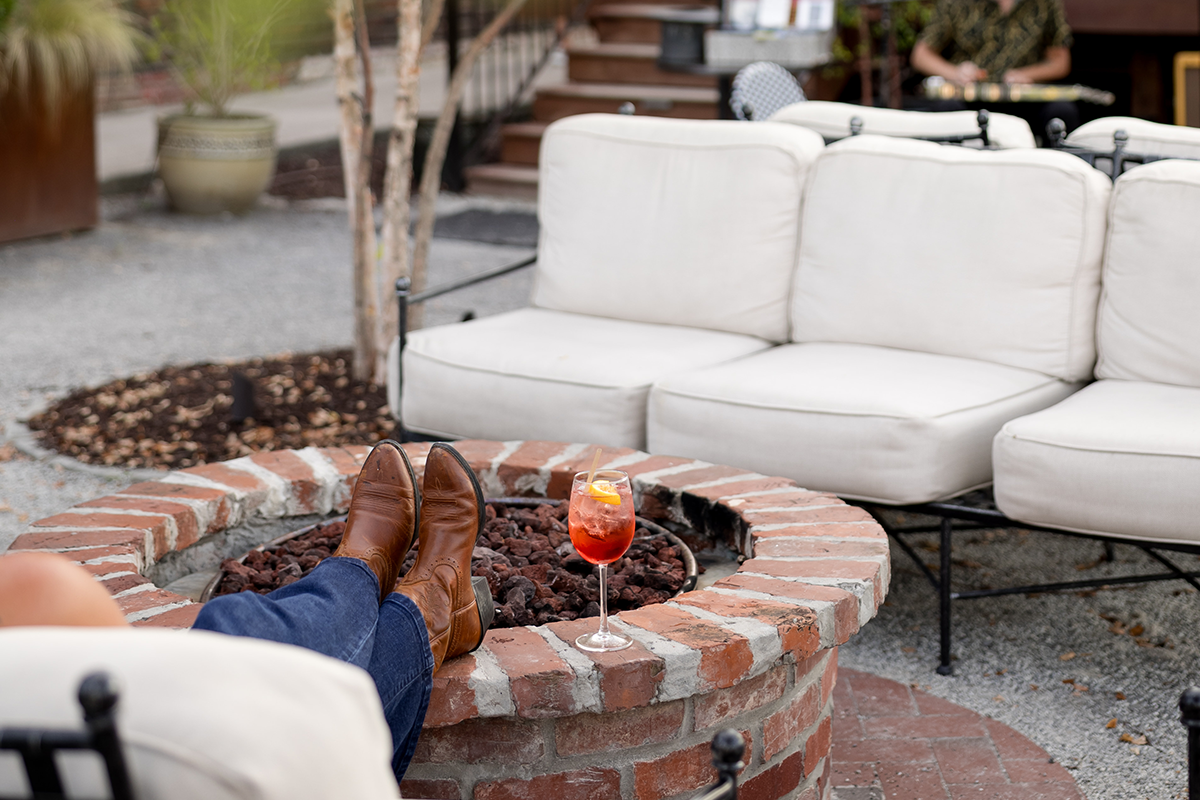 Boots up on the firepit at The Caboose